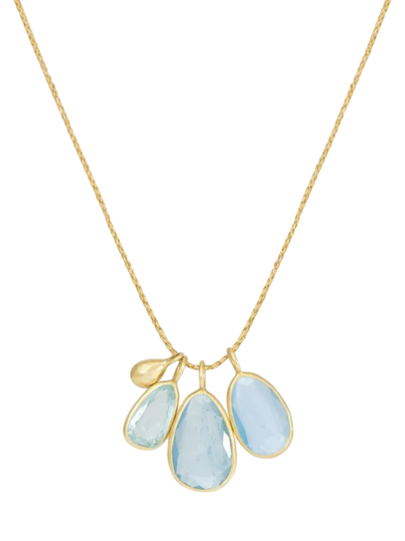 Aquamarine triple colette set pendant necklace